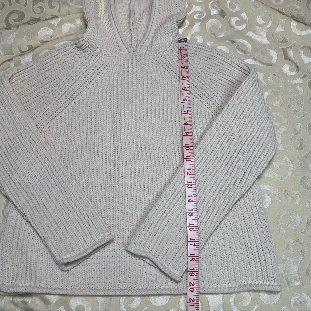 ZARA Girls Sz 13-14 Hooded Pullover Poly Blend Knit Sweater Cozy Cream - Picture 6 of 11